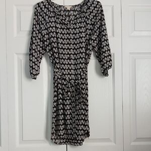 Lucky Brand Monochrome Patterned Long Sleeve Dress NWOT